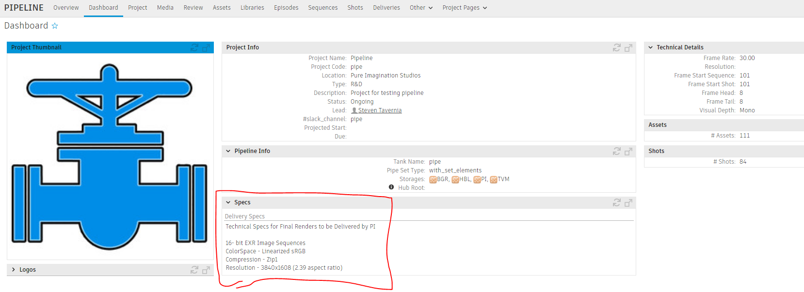 Project Delivery Specs Field